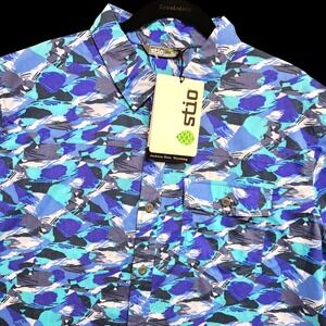Stio Hot‎ Spring Brush Stroke Camo Shirt Mens XL Short Sleeve Camp NEW w/ Tag